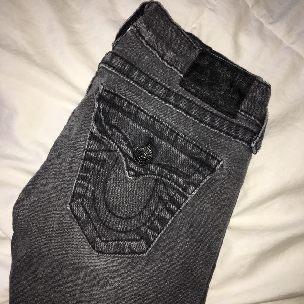 Gray True Religion dark jeans